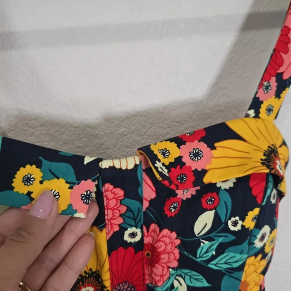 Eva Rose Floral Retro Fit And Flare Swing Dress Size Medium NWT Pinup Rockabilly - Picture 4 of 12